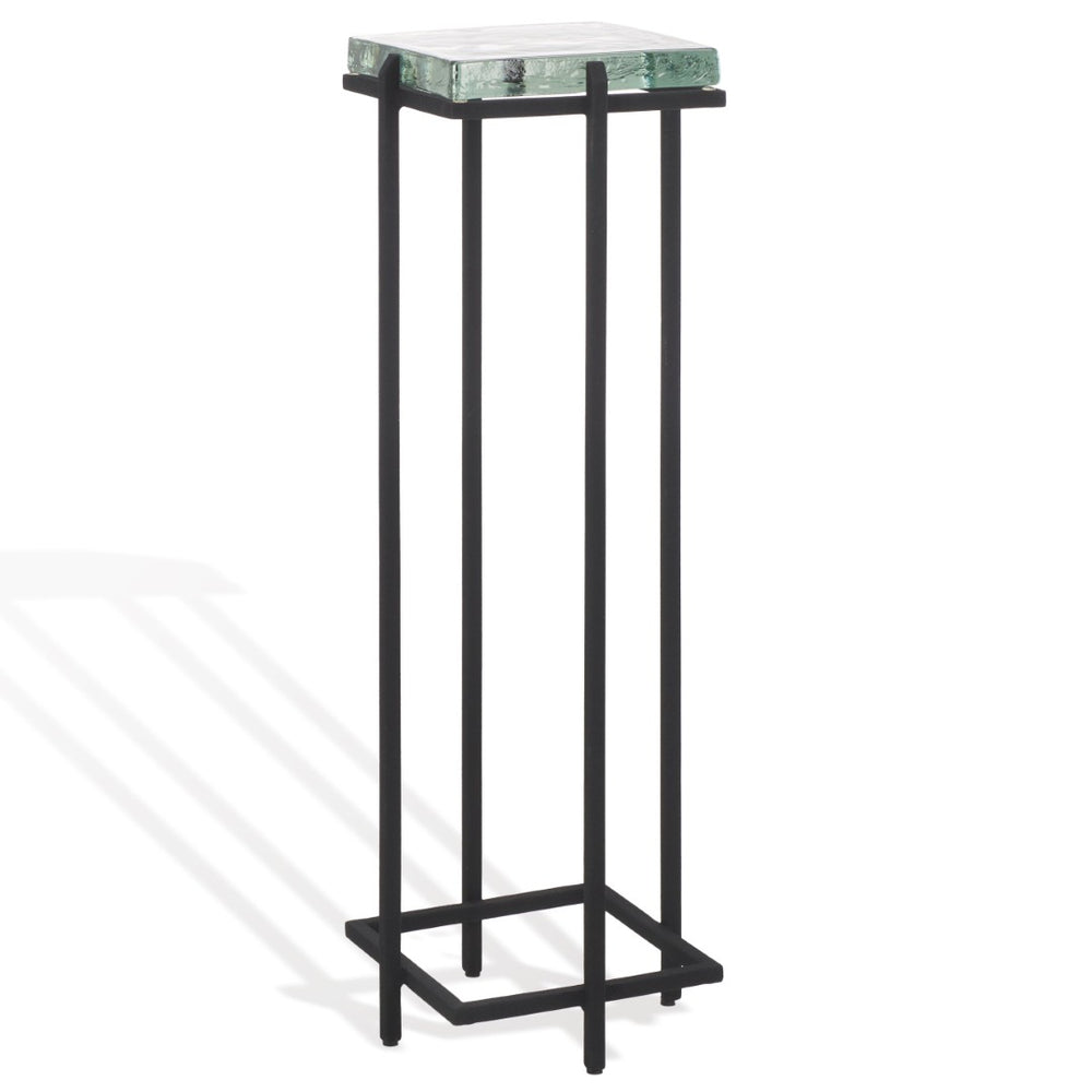 Safavieh GIABELLE Modern Cast Glass Drink Table with Sleek Black Metal Legs - Compact Accent for Any Space SFV7905A