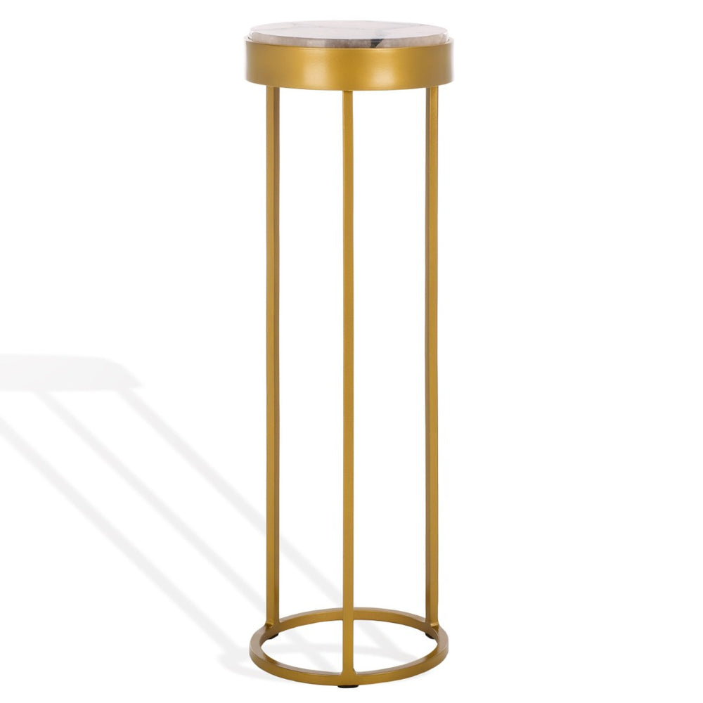 Safavieh HANNAHMARIE Stone Drink Table - Luxurious Gold & White Accent Table for Modern Living Spaces SFV7909A