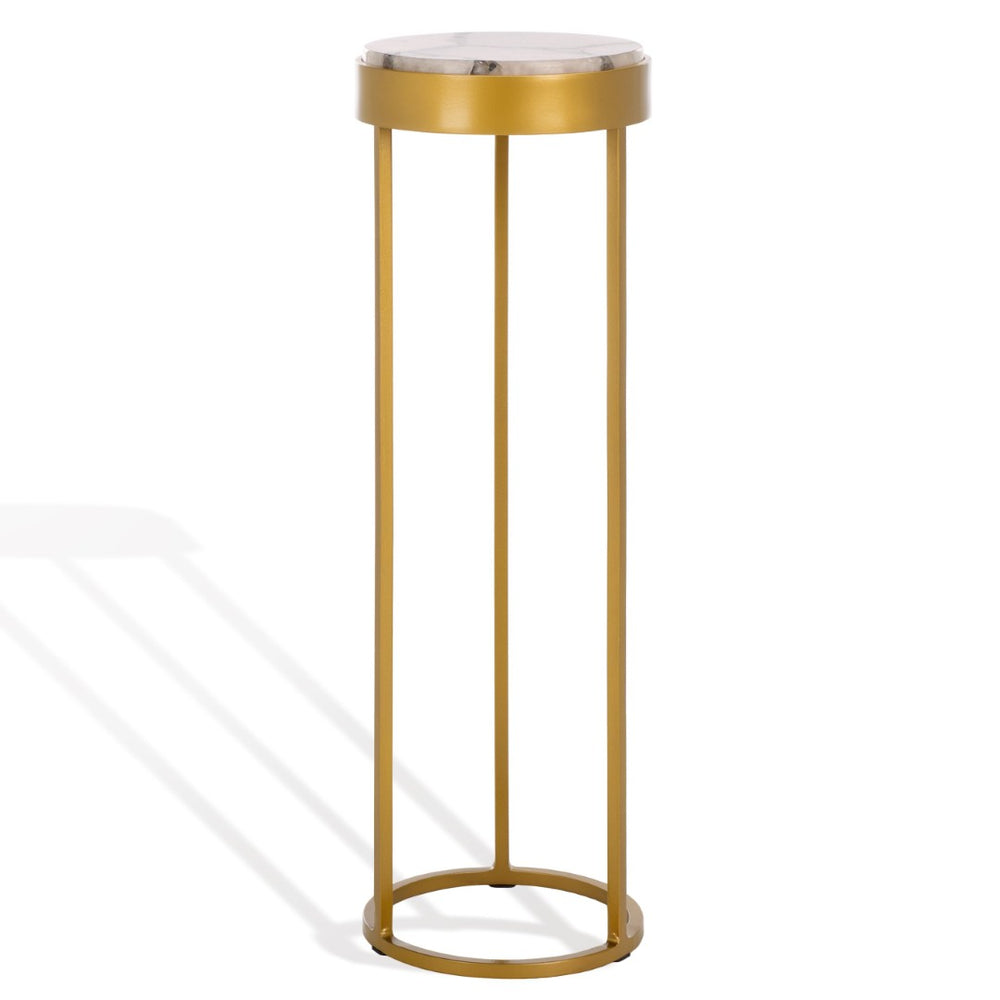 Safavieh HANNAHMARIE Stone Drink Table - Luxurious Gold & White Accent Table for Modern Living Spaces SFV7909A