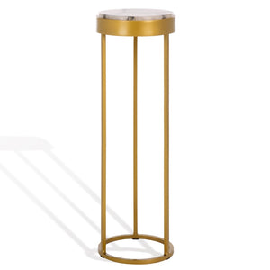 Safavieh HANNAHMARIE Stone Drink Table - Luxurious Gold & White Accent Table for Modern Living Spaces SFV7909A