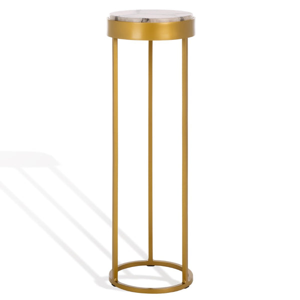 Safavieh HANNAHMARIE Stone Drink Table - Luxurious Gold & White Accent Table for Modern Living Spaces SFV7909A