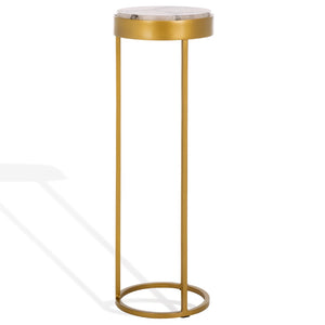 Safavieh HANNAHMARIE Stone Drink Table - Luxurious Gold & White Accent Table for Modern Living Spaces SFV7909A