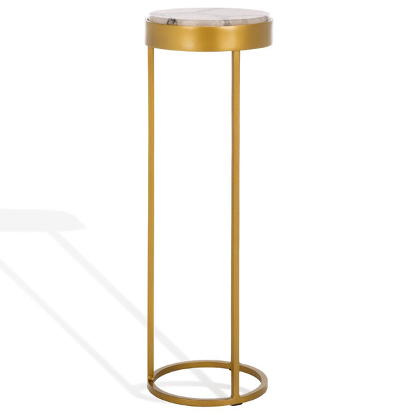 Safavieh HANNAHMARIE Stone Drink Table - Luxurious Gold & White Accent Table for Modern Living Spaces SFV7909A
