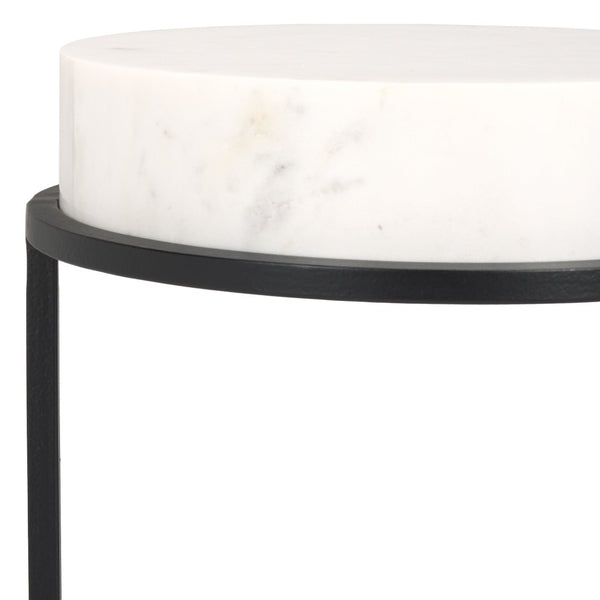 Safavieh JENNIBELLE Modern Marble & Mirror Drink Table: Luxe Black Metal Accent for Your Living Space Decor SFV7910A