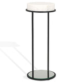 Safavieh Jennibelle Marble And Mirror Drink Table Black / White 9.5 IN W x 9.5 IN D x 22 IN H