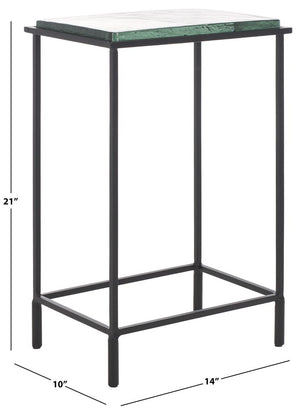 Safavieh Ferguson Cast Glass Accent Table Black / Clear 14 IN W x 10 IN D x 21 IN H