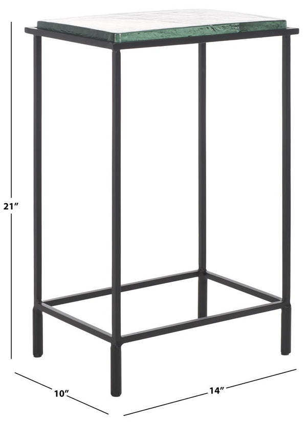Safavieh Ferguson Cast Glass Accent Table Black / Clear 14 IN W x 10 IN D x 21 IN H