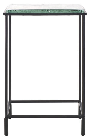 Safavieh Ferguson Cast Glass Accent Table Black / Clear 14 IN W x 10 IN D x 21 IN H