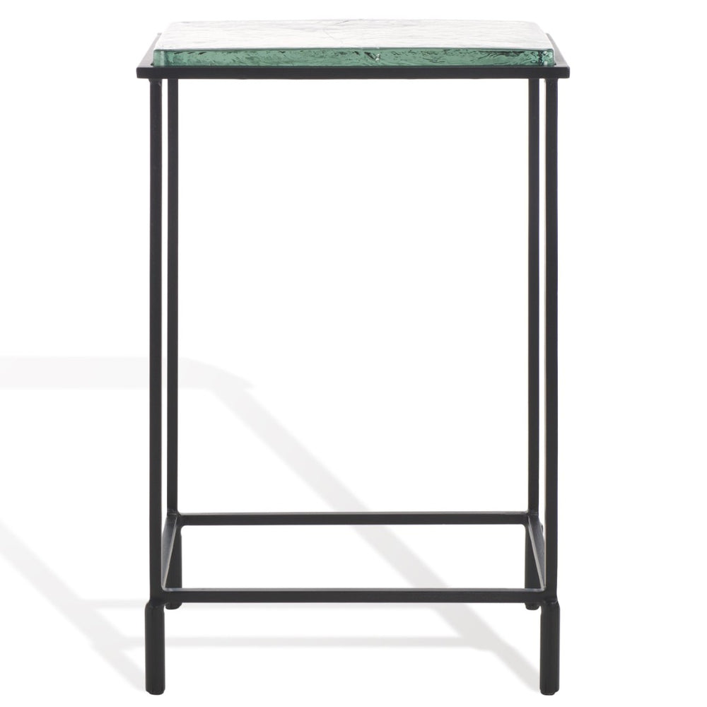 Safavieh FERGUSON Cast Glass Accent Table - Sleek Black & Clear Design for Modern Interiors & Small Spaces SFV7911A