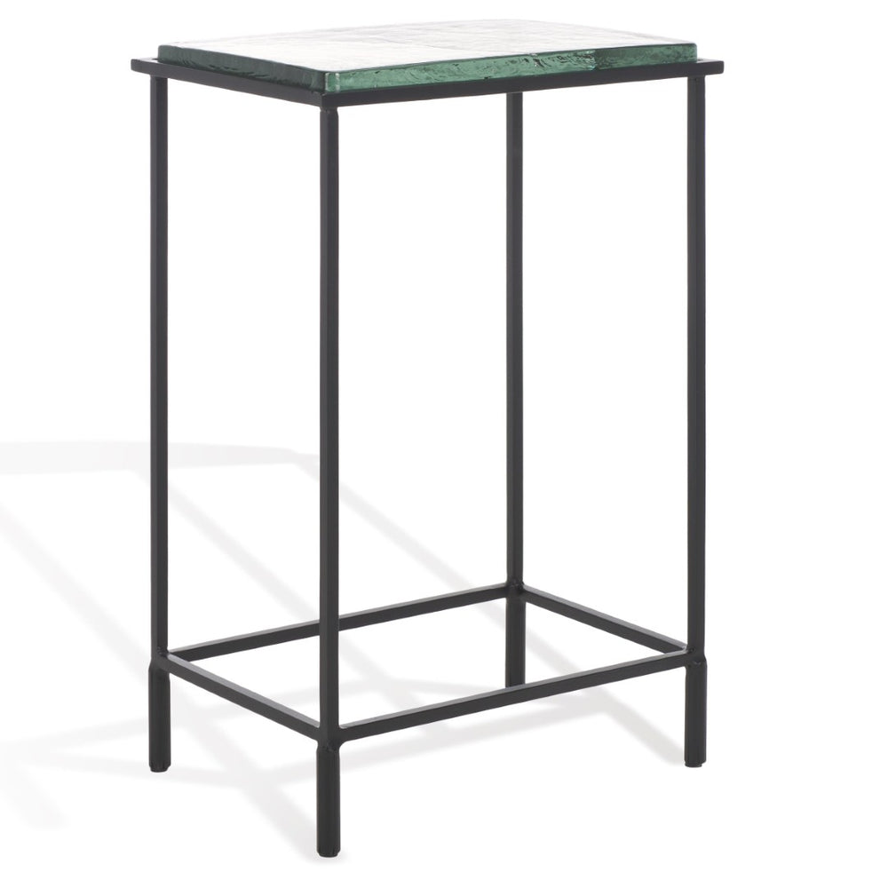 Safavieh FERGUSON Cast Glass Accent Table - Sleek Black & Clear Design for Modern Interiors & Small Spaces SFV7911A
