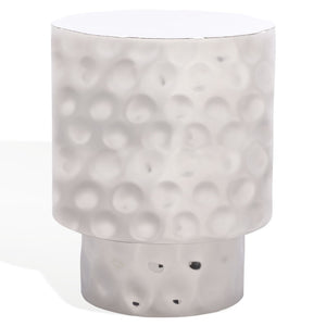 Safavieh JANALEE Hammered Steel Accent Table - Modern Chrome Finish, Compact Design for Stylish Interiors SFV7912A