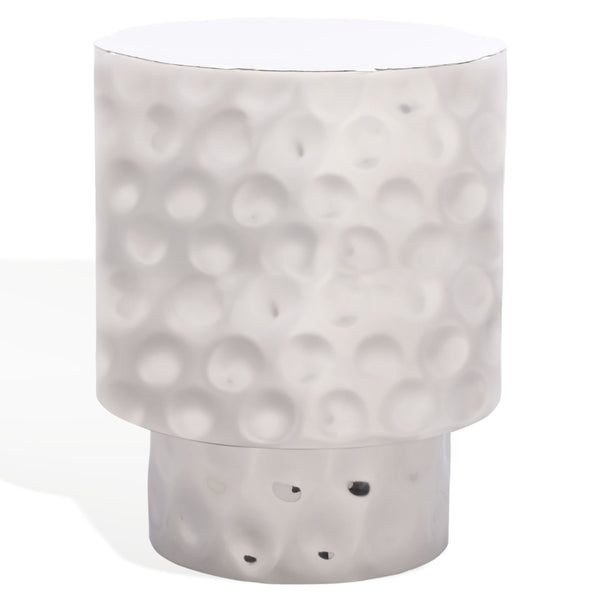 Safavieh JANALEE Hammered Steel Accent Table - Modern Chrome Finish, Compact Design for Stylish Interiors SFV7912A