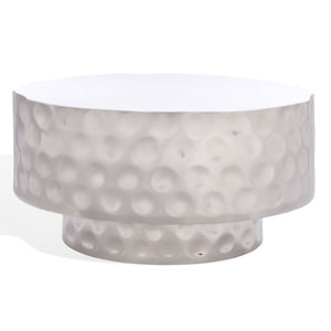Safavieh JANALEE Hammered Steel Coffee Table – Modern Chrome Finish, Durable Design for Stylish Living Rooms SFV7913A
