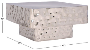 Safavieh Janalee Hammered Steel Square Coffee Table – Modern Centerpiece With Exquisite Texture And Style Chrome Hammered Stainless Steel ,Metal Sfv7914a