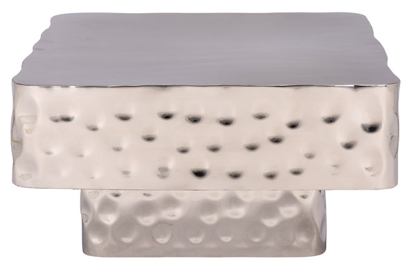 Safavieh Janalee Hammered Steel Square Coffee Table – Modern Centerpiece With Exquisite Texture And Style Chrome Hammered Stainless Steel ,Metal Sfv7914a