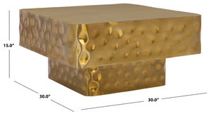 Safavieh Janalee Hammered Steel Square Coffee Table – Modern Centerpiece With Exquisite Texture And Style Brass Hammered Stainless Steel ,Metal Sfv7914b