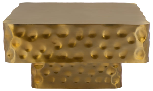 Safavieh Janalee Hammered Steel Square Coffee Table – Modern Centerpiece With Exquisite Texture And Style Brass Hammered Stainless Steel ,Metal Sfv7914b