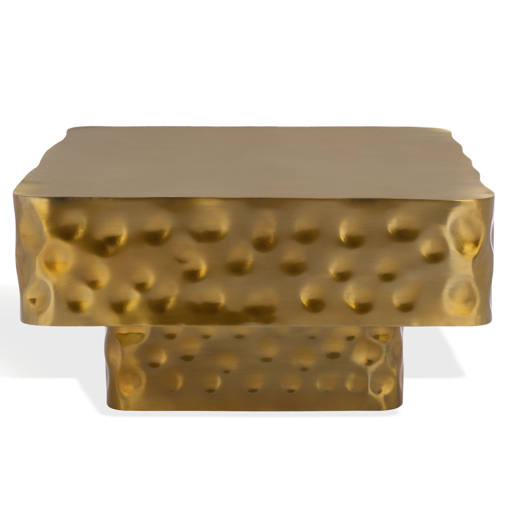 Safavieh Janalee Hammered Steel Square Coffee Table – Modern Centerpiece With Exquisite Texture And Style Brass Hammered Stainless Steel ,Metal Sfv7914b