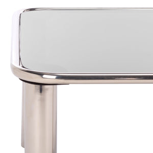 Safavieh Elizanette Stainless Steel Square Coffee Table - Sleek Chrome & Black Design For Modern Living Spaces Chrome ,Black Metal ,Tempered Glass Sfv7915a