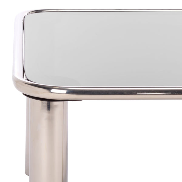 Safavieh Elizanette Stainless Steel Square Coffee Table - Sleek Chrome & Black Design For Modern Living Spaces Chrome ,Black Metal ,Tempered Glass Sfv7915a