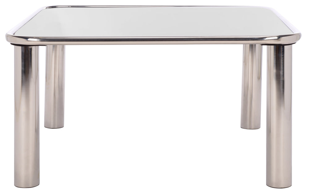 Safavieh Elizanette Stainless Steel Square Coffee Table - Sleek Chrome & Black Design For Modern Living Spaces Chrome ,Black Metal ,Tempered Glass Sfv7915a