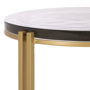 Safavieh Levitt Cast Glass Top Accent Table - Elegant Brass Finish & Unique Design For Sophisticated Decor Brass ,Clear Metal ,Cast Glass Sfv7916a