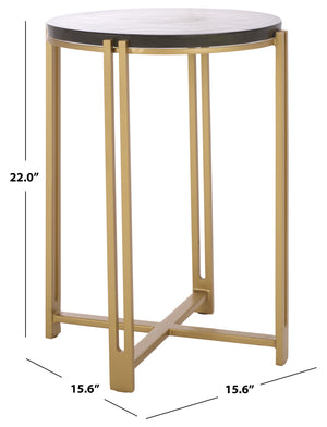 Safavieh Levitt Cast Glass Top Accent Table - Elegant Brass Finish & Unique Design For Sophisticated Decor Brass ,Clear Metal ,Cast Glass Sfv7916a