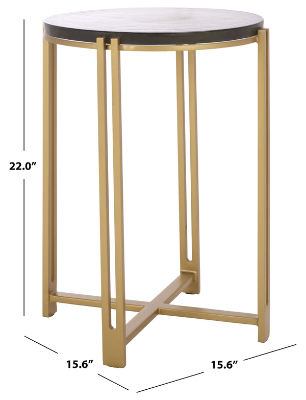 Safavieh Levitt Cast Glass Top Accent Table - Elegant Brass Finish & Unique Design For Sophisticated Decor Brass ,Clear Metal ,Cast Glass Sfv7916a