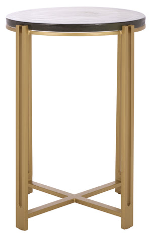 Safavieh Levitt Cast Glass Top Accent Table - Elegant Brass Finish & Unique Design For Sophisticated Decor Brass ,Clear Metal ,Cast Glass Sfv7916a