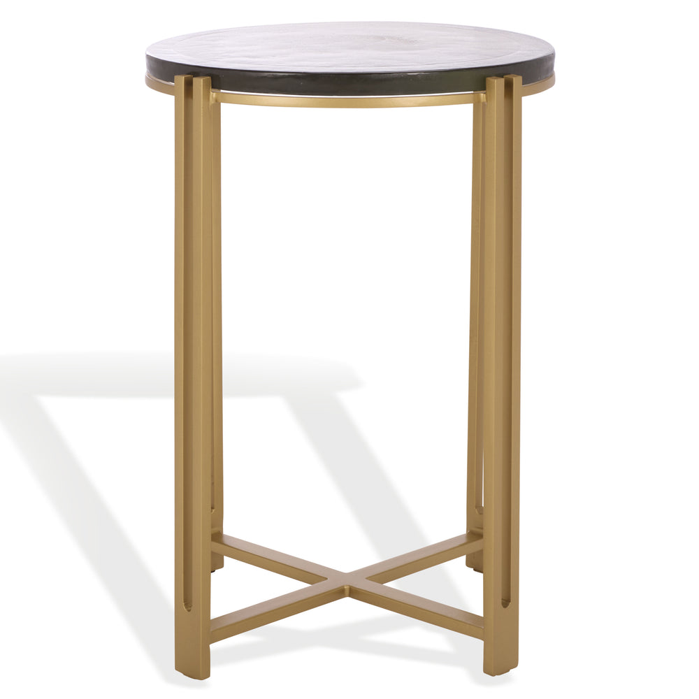 Safavieh Levitt Cast Glass Top Accent Table - Elegant Brass Finish & Unique Design For Sophisticated Decor Brass ,Clear Metal ,Cast Glass Sfv7916a