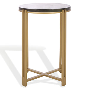Safavieh Levitt Cast Glass Top Accent Table - Elegant Brass Finish & Unique Design For Sophisticated Decor Brass ,Clear Metal ,Cast Glass Sfv7916a