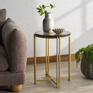 Safavieh Levitt Cast Glass Top Accent Table - Elegant Brass Finish & Unique Design For Sophisticated Decor Brass ,Clear Metal ,Cast Glass Sfv7916a