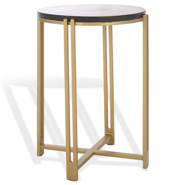 Safavieh Levitt Cast Glass Top Accent Table - Elegant Brass Finish & Unique Design For Sophisticated Decor Brass ,Clear Metal ,Cast Glass Sfv7916a