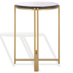 Safavieh Levitt Cast Glass Top Accent Table - Elegant Brass Finish & Unique Design For Sophisticated Decor Brass ,Clear Metal ,Cast Glass Sfv7916a