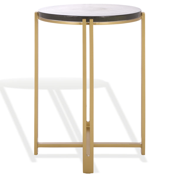 Safavieh Levitt Cast Glass Top Accent Table - Elegant Brass Finish & Unique Design For Sophisticated Decor Brass ,Clear Metal ,Cast Glass Sfv7916a