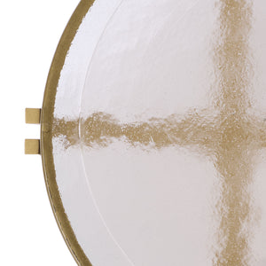 Safavieh Levitt Cast Glass Top Accent Table - Elegant Brass Finish & Unique Design For Sophisticated Decor Brass ,Clear Metal ,Cast Glass Sfv7916a