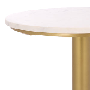 Safavieh Branxton Marble Top Accent Table - Elegant Brass & White Design For Stylish Home Decor & Versatility Brass ,White Metal ,Marble Sfv7917a