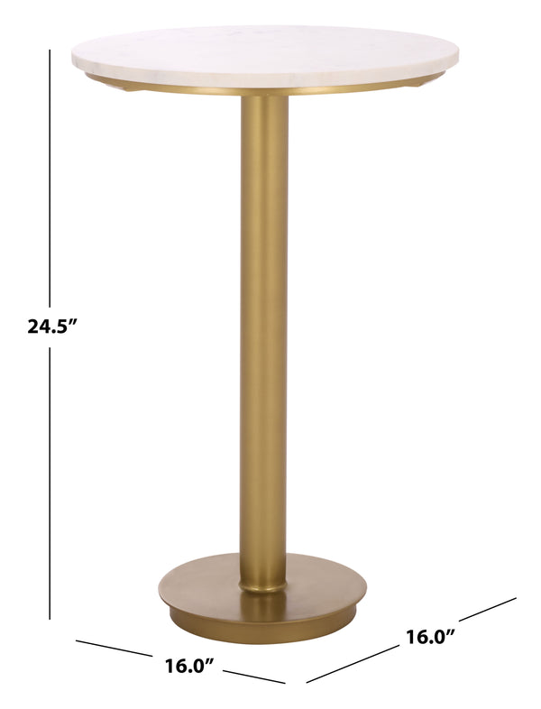 Safavieh Branxton Marble Top Accent Table - Elegant Brass & White Design For Stylish Home Decor & Versatility Brass ,White Metal ,Marble Sfv7917a