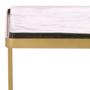 Safavieh Dominic Cast Glass Top Coffee Table - Elegant Brass & Stainless Steel Design For Modern Interiors Brass ,Clear Metal ,Cast Glass Sfv7918a-2bx