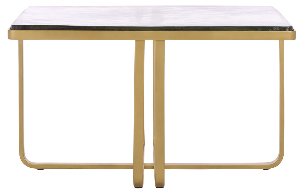 Safavieh Dominic Cast Glass Top Coffee Table - Elegant Brass & Stainless Steel Design For Modern Interiors Brass ,Clear Metal ,Cast Glass Sfv7918a-2bx