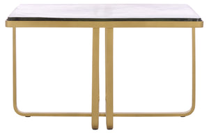 Safavieh Dominic Cast Glass Top Coffee Table - Elegant Brass & Stainless Steel Design For Modern Interiors Brass ,Clear Metal ,Cast Glass Sfv7918a-2bx