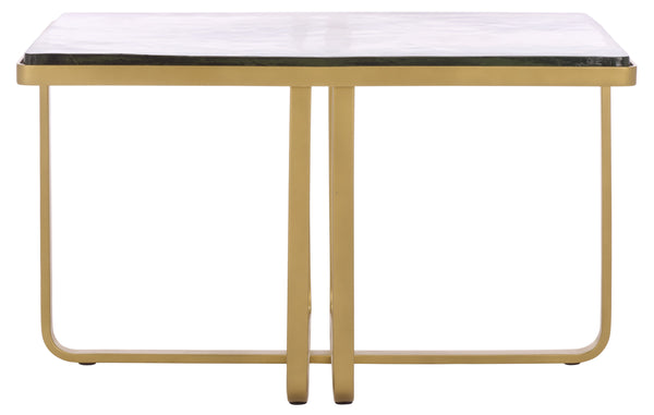 Safavieh Dominic Cast Glass Top Coffee Table - Elegant Brass & Stainless Steel Design For Modern Interiors Brass ,Clear Metal ,Cast Glass Sfv7918a-2bx