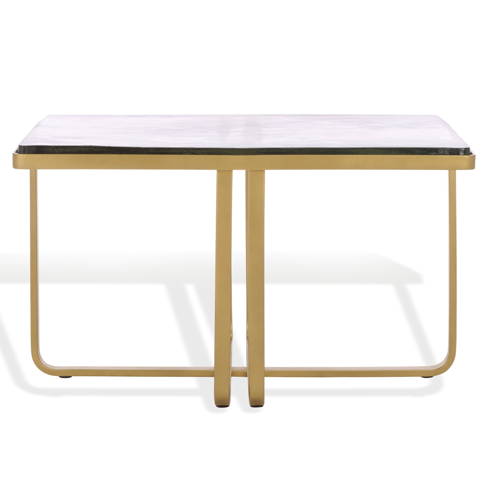 Safavieh Dominic Cast Glass Top Coffee Table - Elegant Brass & Stainless Steel Design For Modern Interiors Brass ,Clear Metal ,Cast Glass Sfv7918a-2bx