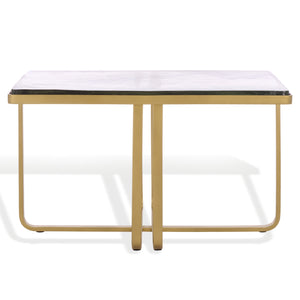 Safavieh Dominic Cast Glass Top Coffee Table - Elegant Brass & Stainless Steel Design For Modern Interiors Brass ,Clear Metal ,Cast Glass Sfv7918a-2bx
