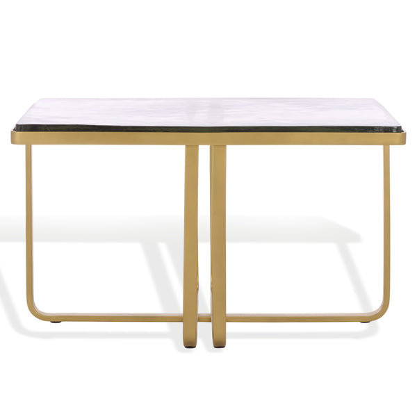 Safavieh Dominic Cast Glass Top Coffee Table - Elegant Brass & Stainless Steel Design For Modern Interiors Brass ,Clear Metal ,Cast Glass Sfv7918a-2bx