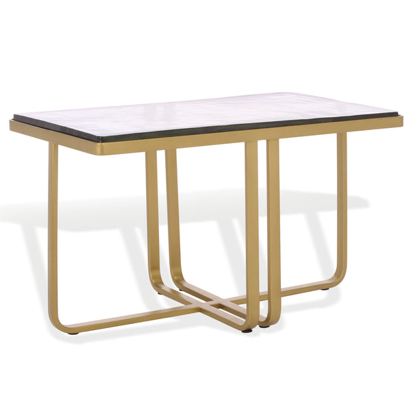 Safavieh Dominic Cast Glass Top Coffee Table - Elegant Brass & Stainless Steel Design For Modern Interiors Brass ,Clear Metal ,Cast Glass Sfv7918a-2bx