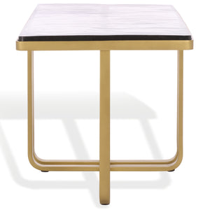 Safavieh Dominic Cast Glass Top Coffee Table - Elegant Brass & Stainless Steel Design For Modern Interiors Brass ,Clear Metal ,Cast Glass Sfv7918a-2bx