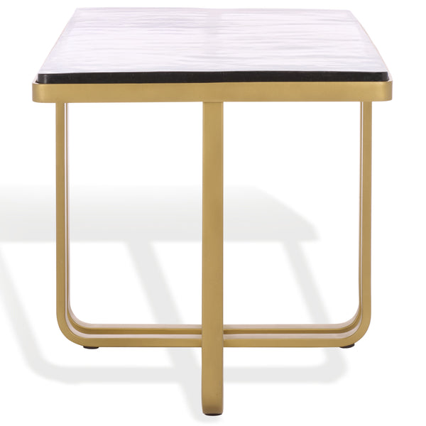 Safavieh Dominic Cast Glass Top Coffee Table - Elegant Brass & Stainless Steel Design For Modern Interiors Brass ,Clear Metal ,Cast Glass Sfv7918a-2bx