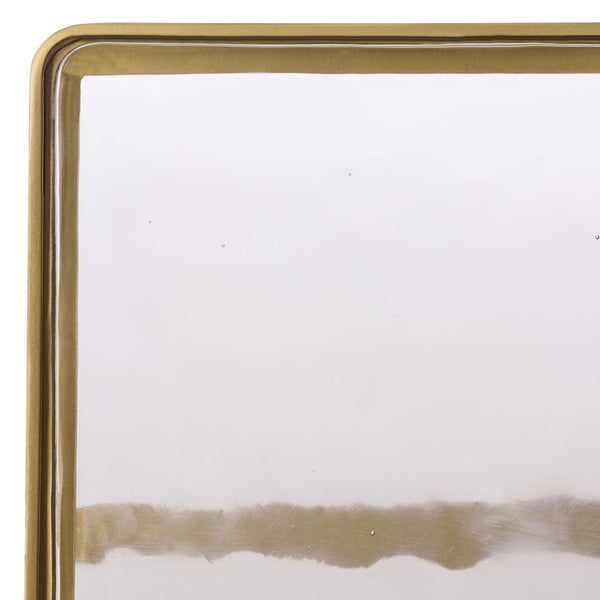 Safavieh Dominic Cast Glass Top Coffee Table - Elegant Brass & Stainless Steel Design For Modern Interiors Brass ,Clear Metal ,Cast Glass Sfv7918a-2bx