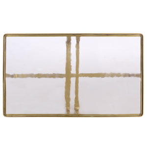 Safavieh Dominic Cast Glass Top Coffee Table - Elegant Brass & Stainless Steel Design For Modern Interiors Brass ,Clear Metal ,Cast Glass Sfv7918a-2bx